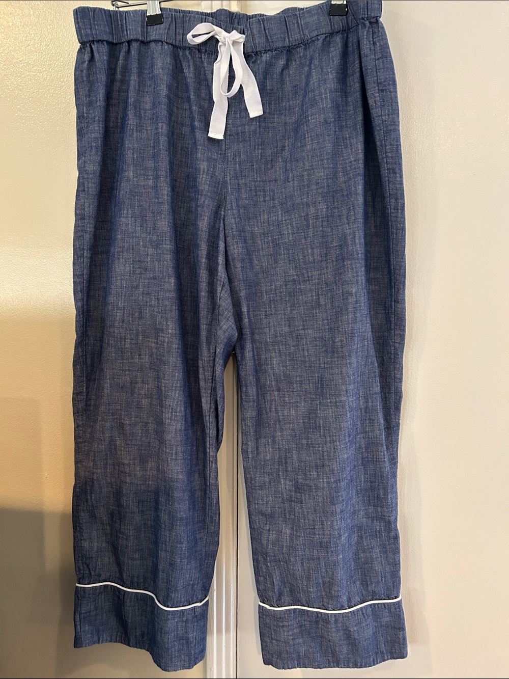 Lands' End Chambray Cotton Pajama/Lounge Drawstring Pants L
